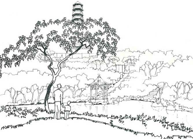 yuen long town park sketch 2